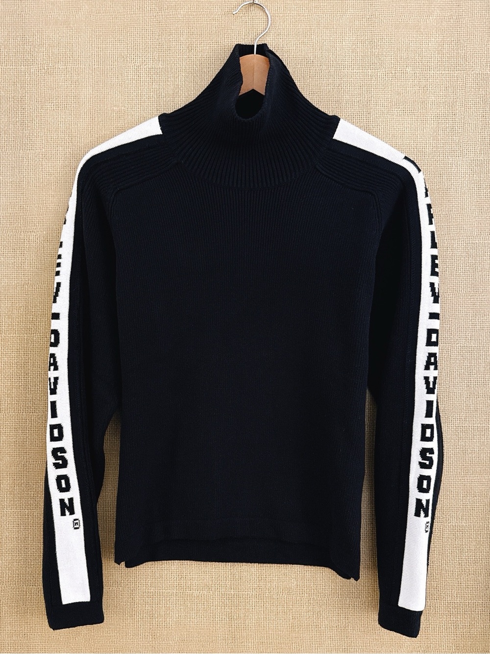 Harley Davidson Moto Sweater Black Turtleneck Spell Out Sleeve Sturgis Hog Biker - Picture 9 of 10